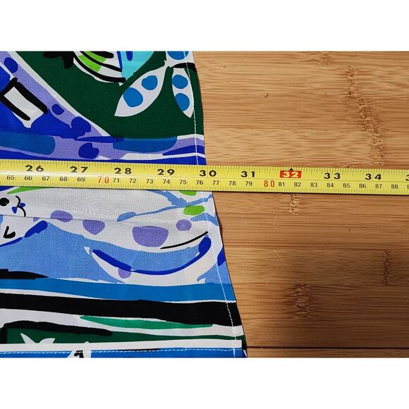 Bob Mackie Wearable Art Silk Shirt Green Blue Cat Parrot Monkey Print 1X PLUS - Picture 4 of 11